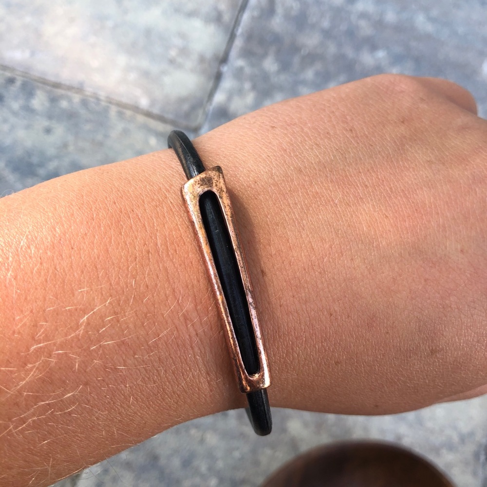 Black and gold leather bracelet